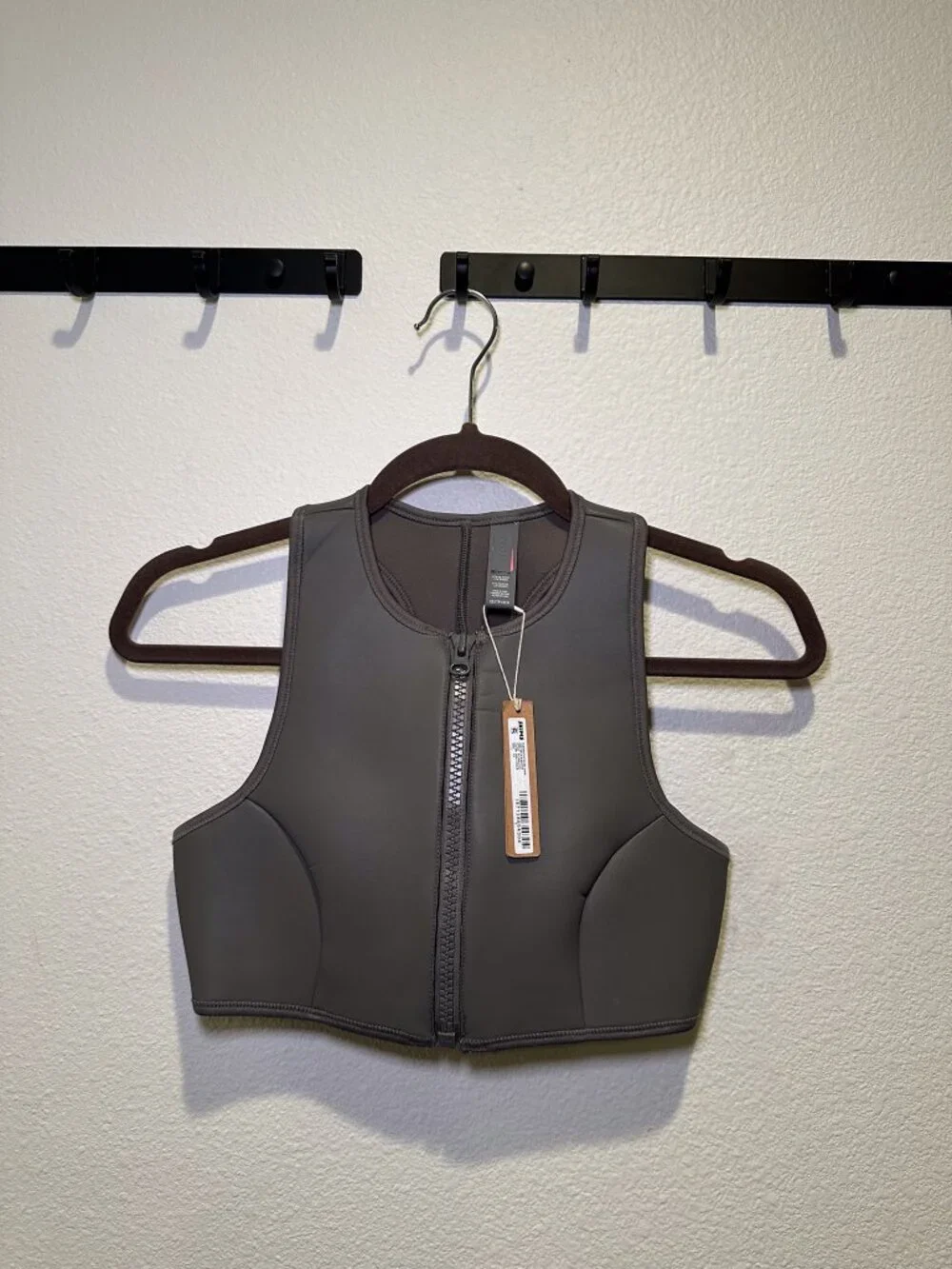 Skims Gray Chalk Rubberized Scuba Swim High Neck Bikini Top Bra Top XS